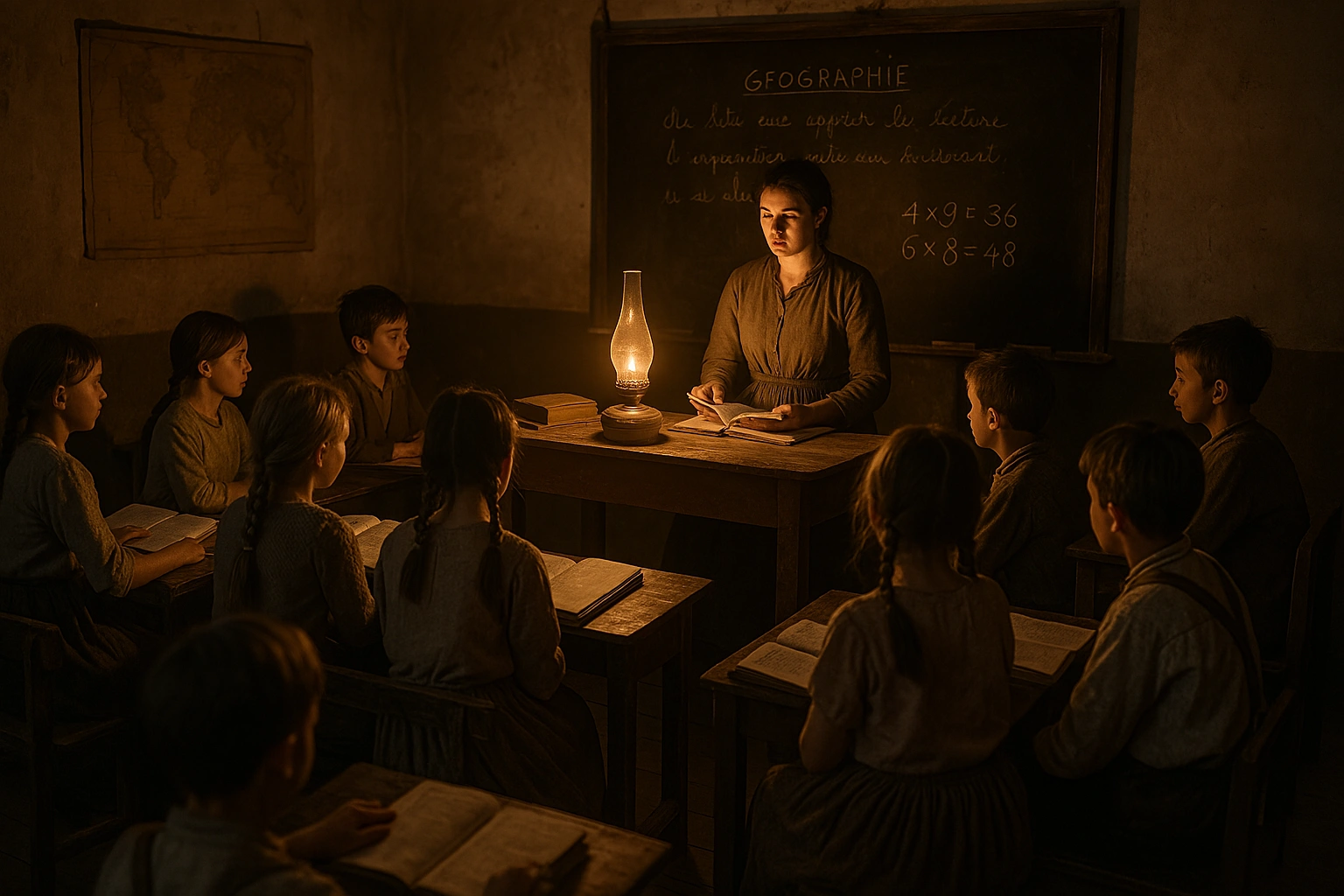 l'éducation sans électricité représenté par Copilot