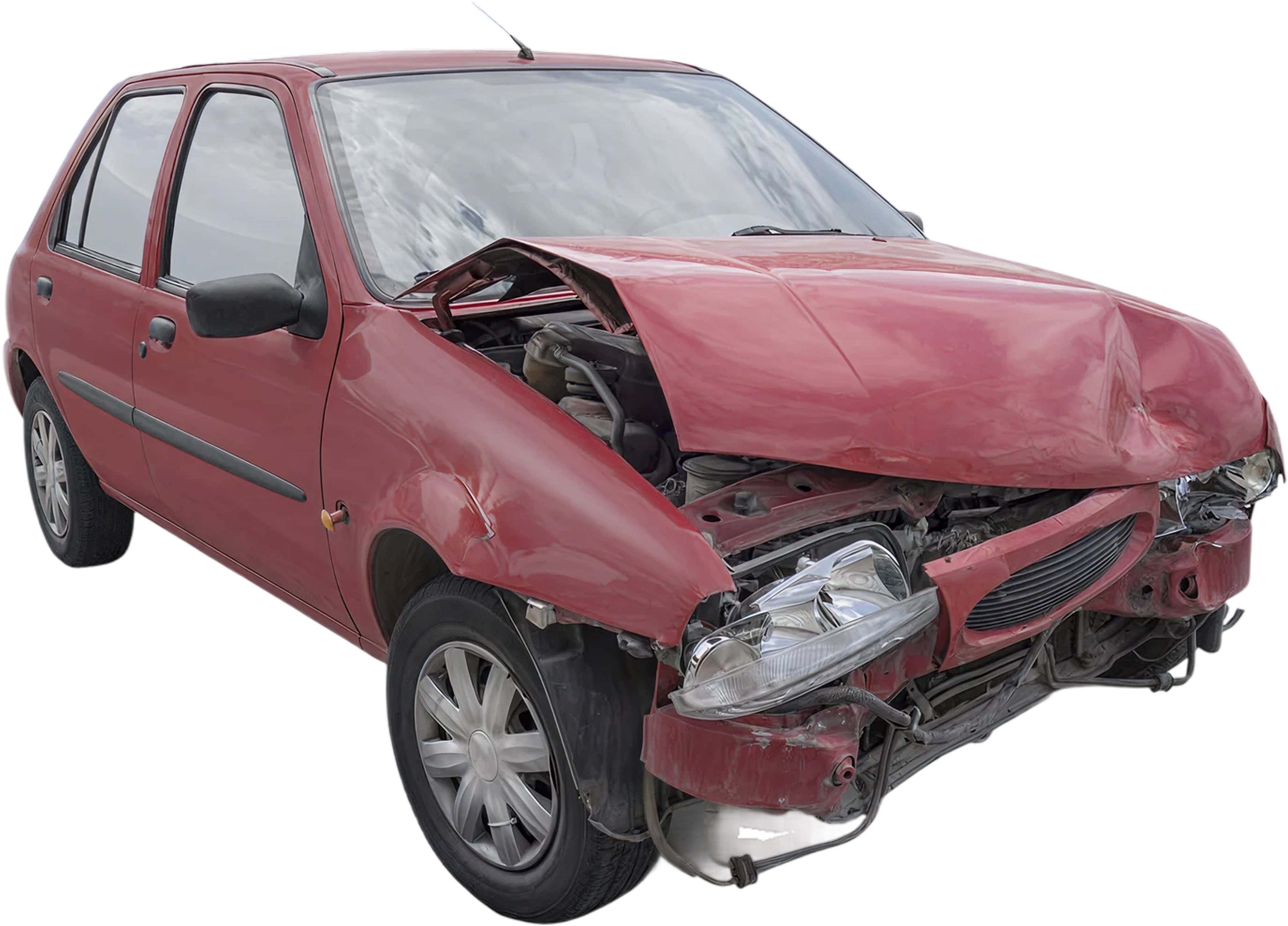 image montrant une voiture accidentée à l'avant